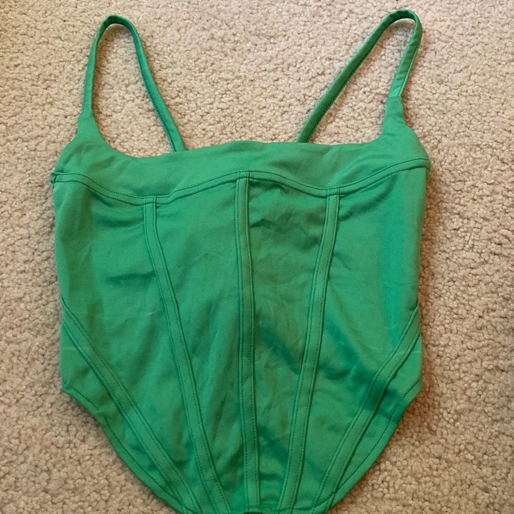 Green corset with adjustable back